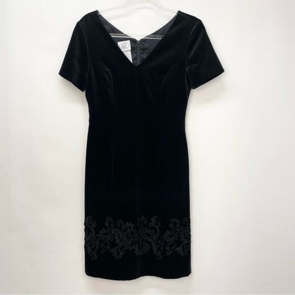 Vintage Laura Ashley‎ Velvet Dress Size 4 Black Embroidery